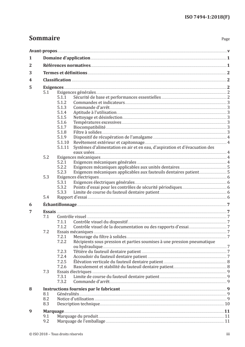 ISO 7494-1:2018 ISO 7494-1:2018 - Médecine bucco-dentaire — Units dentaires fixes et fauteuils dentaires patient — Partie 1: Exigences générales/15/2018 - Page 3 preview