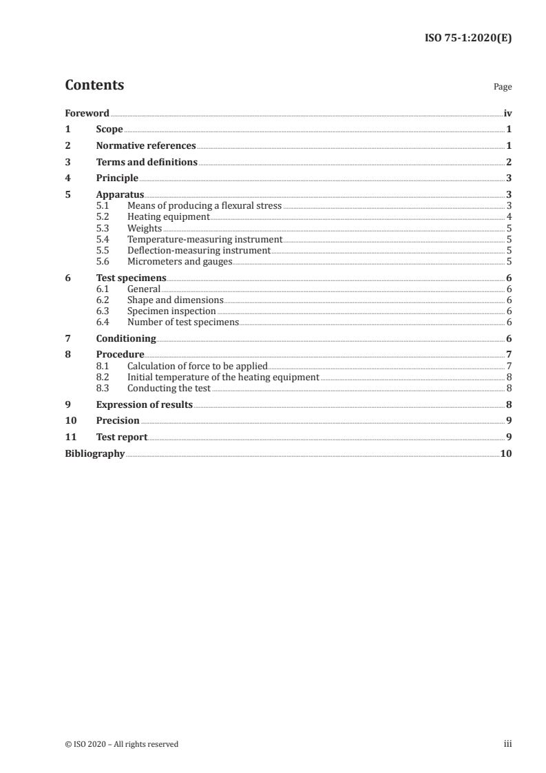 ISO 75-1:2020 ISO 75-1:2020 - Plastics — Determination of temperature of deflection under load — Part 1: General test method/28/2020 - Page 3 preview