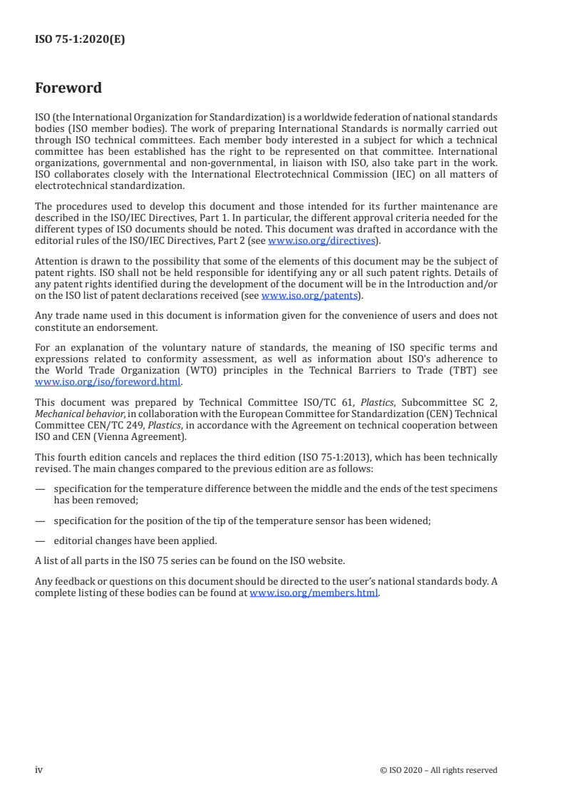 ISO 75-1:2020 ISO 75-1:2020 - Plastics — Determination of temperature of deflection under load — Part 1: General test method/28/2020 - Page 4 preview