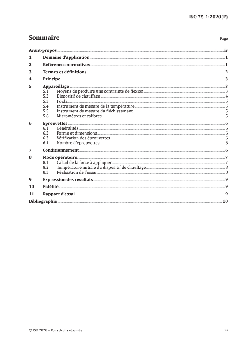 ISO 75-1:2020 ISO 75-1:2020 - Plastiques — Détermination de la température de fléchissement sous charge — Partie 1: Méthode d'essai générale/28/2020 - Page 3 preview