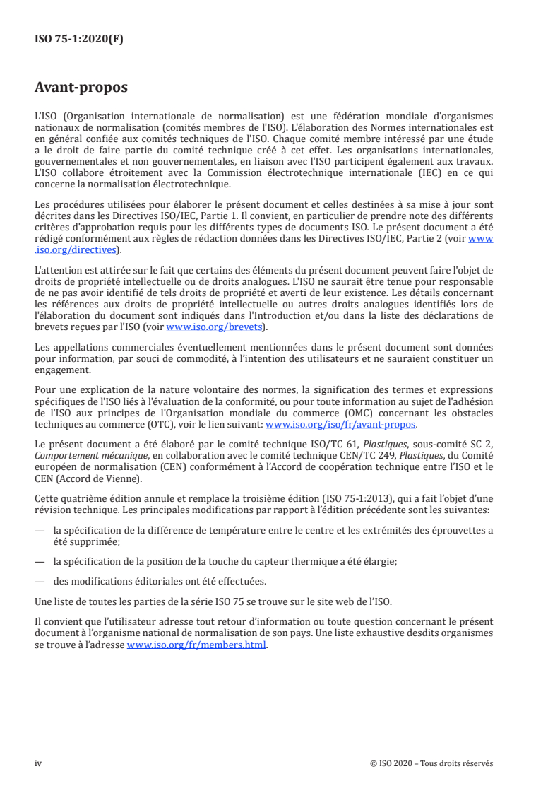 ISO 75-1:2020 ISO 75-1:2020 - Plastiques — Détermination de la température de fléchissement sous charge — Partie 1: Méthode d'essai générale/28/2020 - Page 4 preview