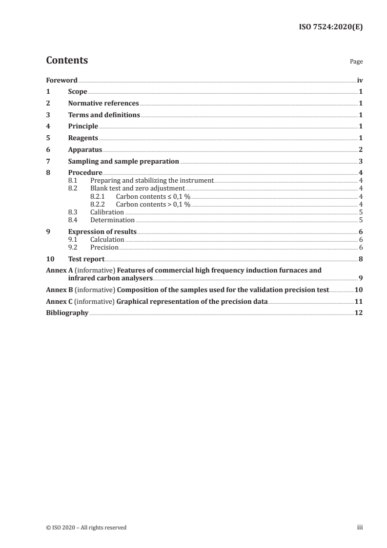 ISO 7524:2020 ISO 7524:2020 - Ferronickels — Determination of carbon content — Infrared absorption method after induction furnace combustion/4/2020 - Page 3 preview