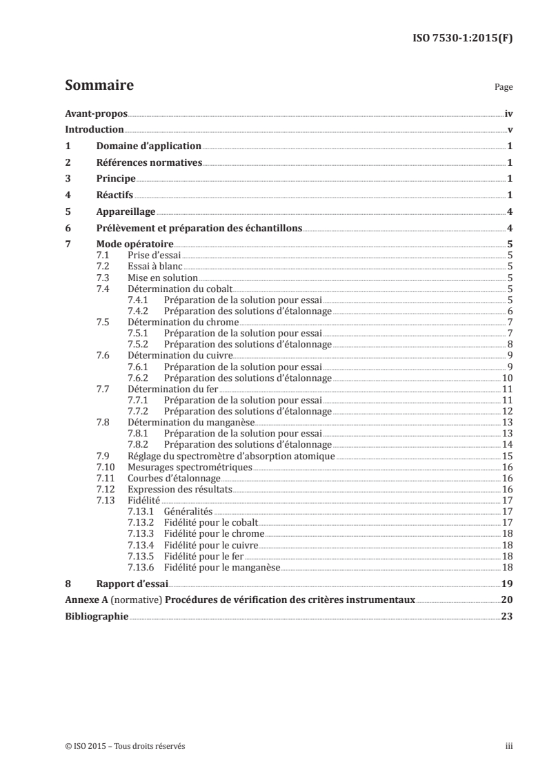 ISO 7530-1:2015 ISO 7530-1:2015 - Alliages de nickel — Analyse par spectrométrie d'absorption atomique dans la flamme — Partie 1: Détermination du cobalt, du chrome, du cuivre, du fer et du manganèse/10/2015 - Page 3 preview
