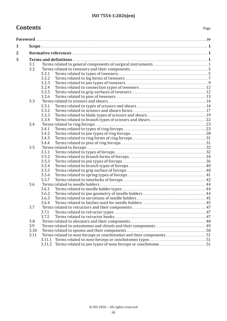 ISO 7554-1:2026 ISO 7554-1:2026 - Surgical instruments — Terms, measuring methods and test methods — Part 1: Vocabulary - Page 3 preview