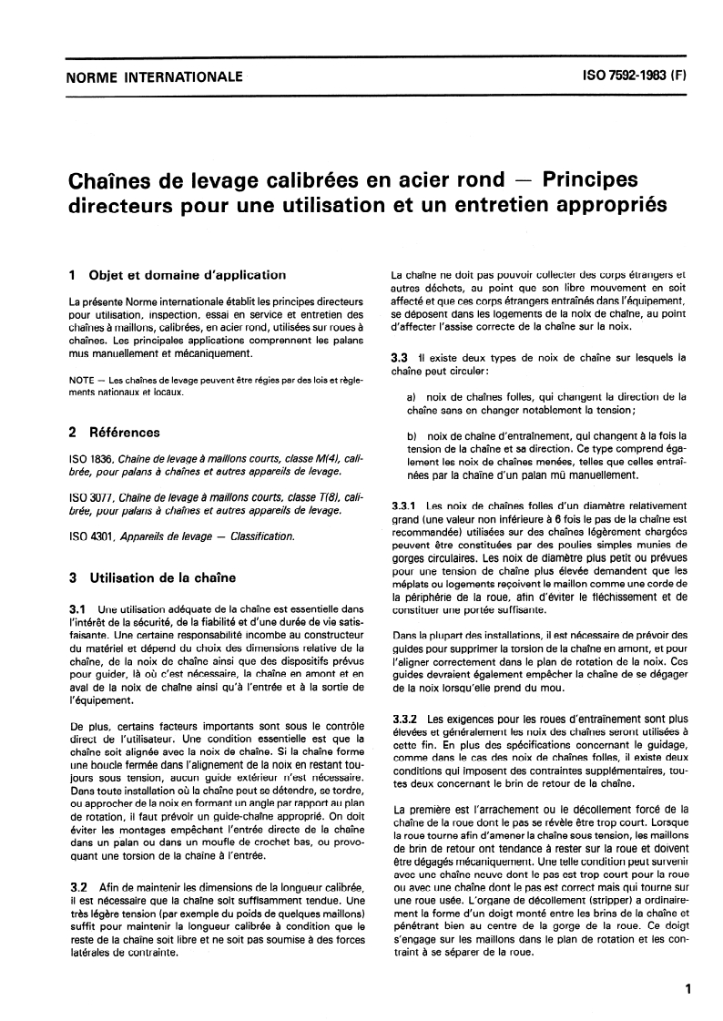 ISO 7592:1983 ISO 7592:1983 - Chaînes de levage calibrées en acier rond — Principes directeurs pour une utilisation et un entretien appropriés/1/1983 - Page 3 preview