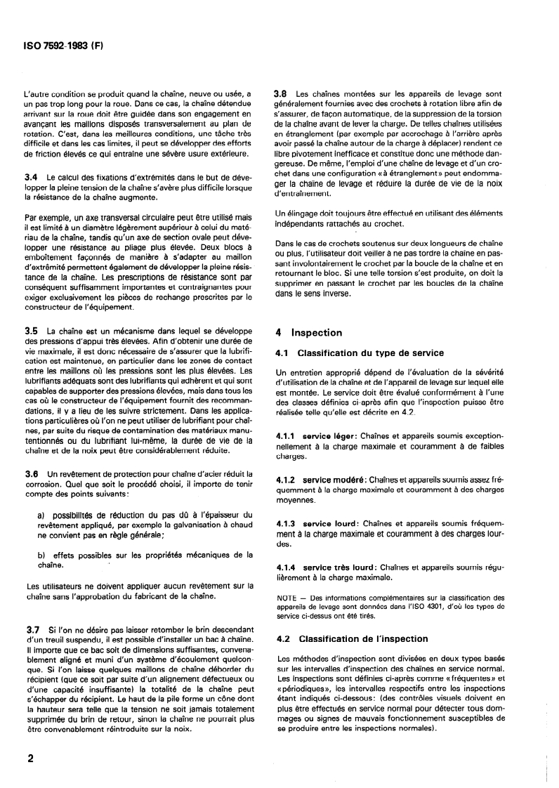 ISO 7592:1983 ISO 7592:1983 - Chaînes de levage calibrées en acier rond — Principes directeurs pour une utilisation et un entretien appropriés/1/1983 - Page 4 preview