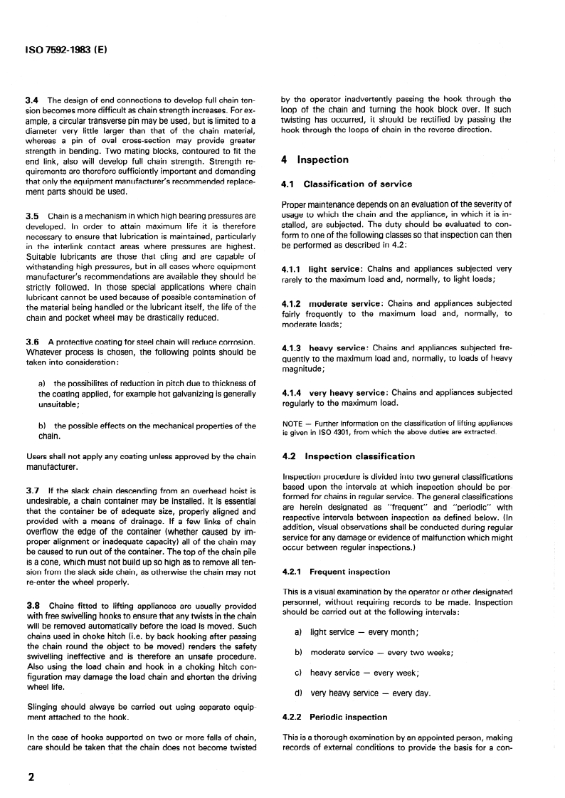 ISO 7592:1983 ISO 7592:1983 - Calibrated round steel link lifting chains — Guidelines to proper use and maintenance/1/1983 - Page 4 preview