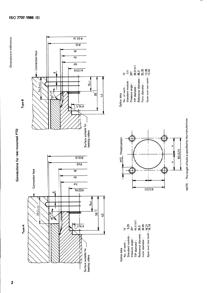 ISO 7707:1986 ISO 7707:1986 - Commercial road vehicles — Connections for rear-mounted power take-offs (PTO)/16/1986 - Page 4 preview