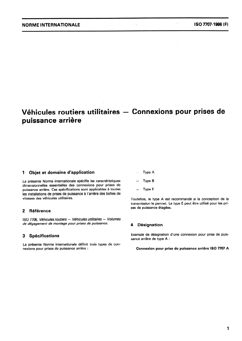 ISO 7707:1986 ISO 7707:1986 - Véhicules routiers utilitaires — Connexions pour prises de puissance arrière/16/1986 - Page 3 preview