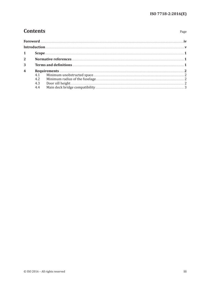 ISO 7718-2:2016 ISO 7718-2:2016 - Aircraft — Passenger doors interface requirements for connection of passenger boarding bridge or passenger transfer vehicle — Part 2: Upper deck doors/12/2016 - Page 3 preview