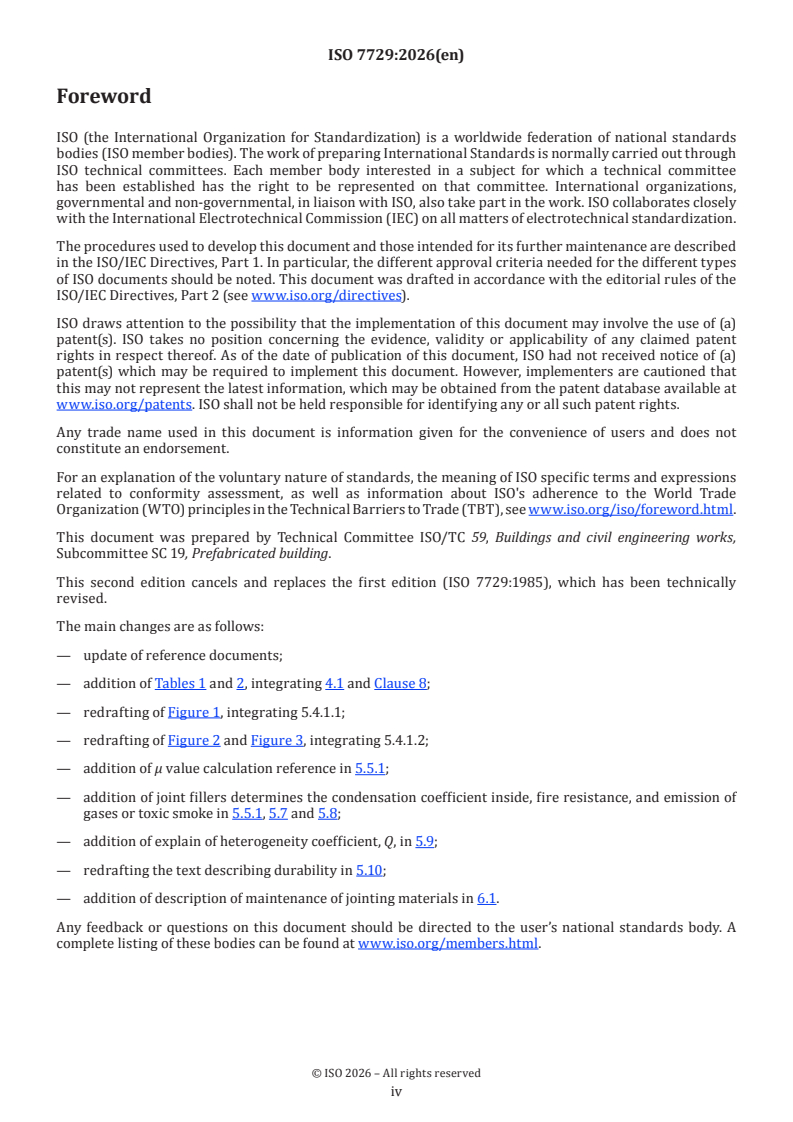 ISO 7729:2026 ISO 7729:2026 - Typical vertical joints between two prefabricated ordinary concrete external wall components — Properties, characteristics and classification criteria - Page 4 preview