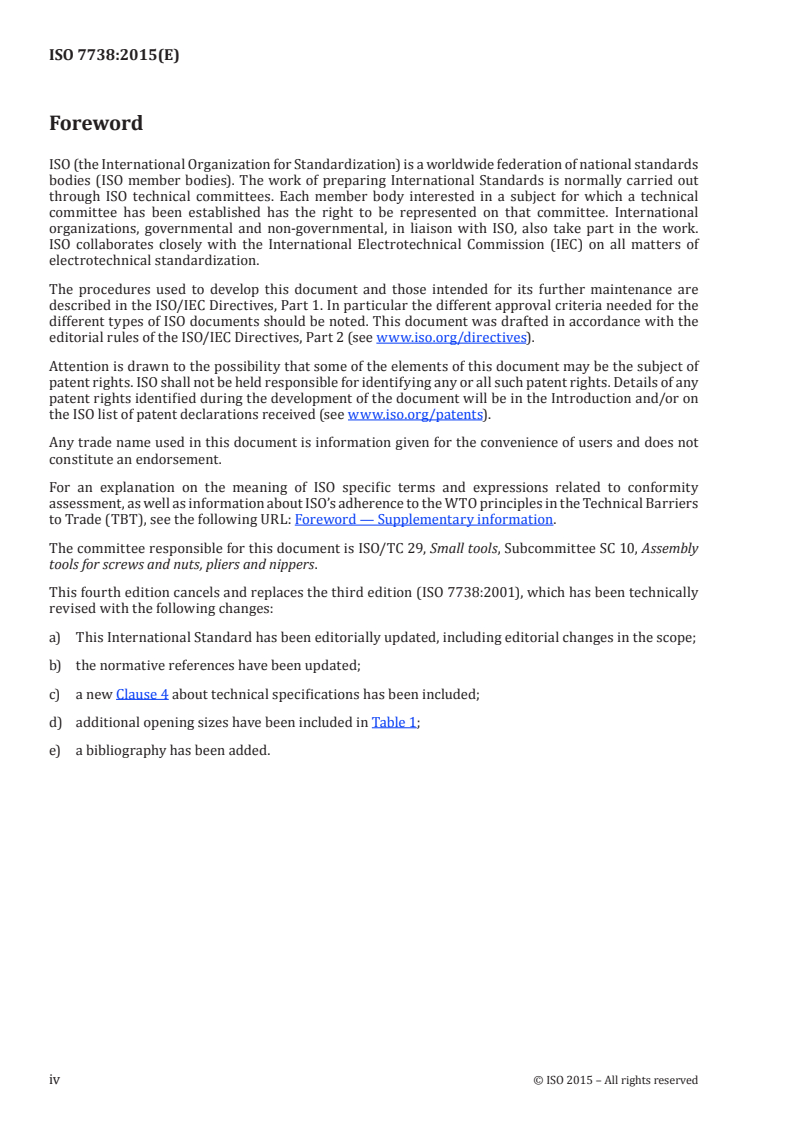 ISO 7738:2015 ISO 7738:2015 - Assembly tools for screws and nuts — Combination wrenches — Lengths of wrenches and maximum thickness of heads/15/2015 - Page 4 preview