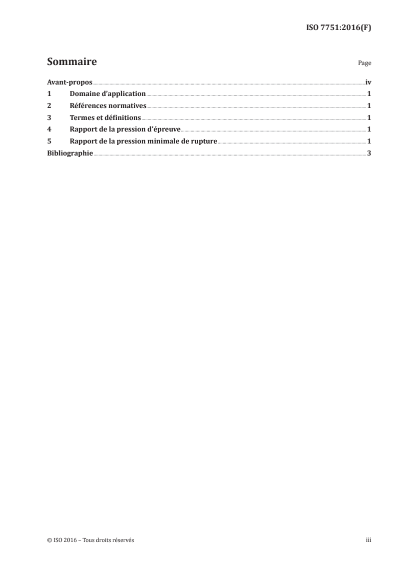 ISO 7751:2016 ISO 7751:2016 - Tuyaux et flexibles en caoutchouc et en plastique — Rapports des pressions d'épreuve et de rupture à la pression maximale de service/26/2016 - Page 3 preview