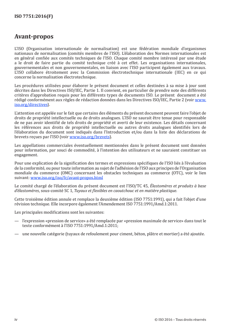 ISO 7751:2016 ISO 7751:2016 - Tuyaux et flexibles en caoutchouc et en plastique — Rapports des pressions d'épreuve et de rupture à la pression maximale de service/26/2016 - Page 4 preview