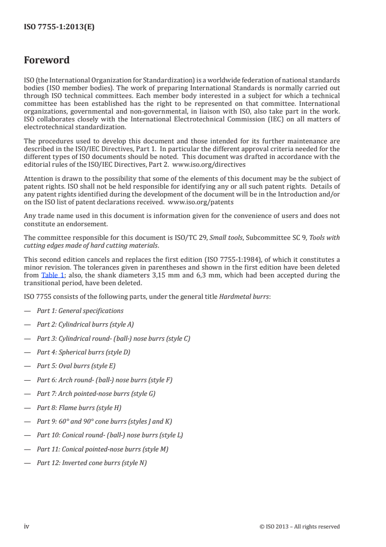ISO 7755-1:2013 ISO 7755-1:2013 - Hardmetal burrs — Part 1: General specifications/8/2013 - Page 4 preview