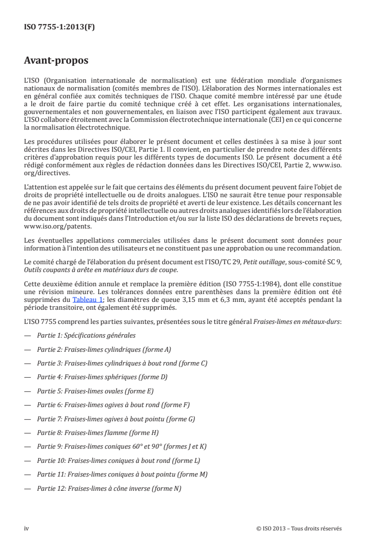 ISO 7755-1:2013 ISO 7755-1:2013 - Fraises-limes en métaux-durs — Partie 1: Spécifications générales/8/2013 - Page 4 preview