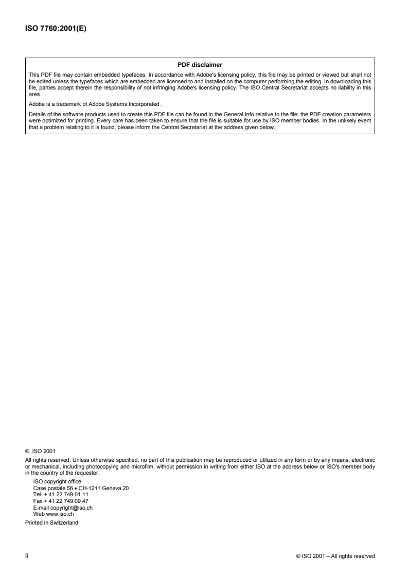 ISO 7760:2001 ISO 7760:2001 - Photography — Processing waste — Determination of hydroquinone/20/2001 - Page 2 preview
