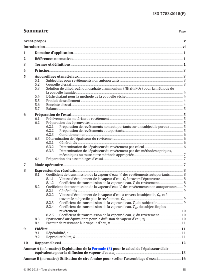 ISO 7783:2018 ISO 7783:2018 - Peintures et vernis — Détermination des propriétés de transmission de la vapeur d'eau — Méthode de la coupelle
Released:9/28/2018 - Page 3 preview