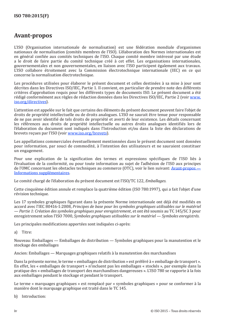 ISO 780:2015 ISO 780:2015 - Emballages — Emballages de distribution — Symboles graphiques pour la manutention et le stockage des emballages/18/2015 - Page 4 preview
