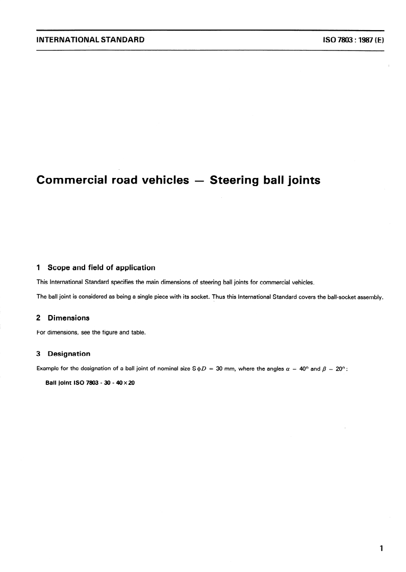 ISO 7803:1987 ISO 7803:1987 - Commercial road vehicles — Steering ball joints/25/1987 - Page 3 preview