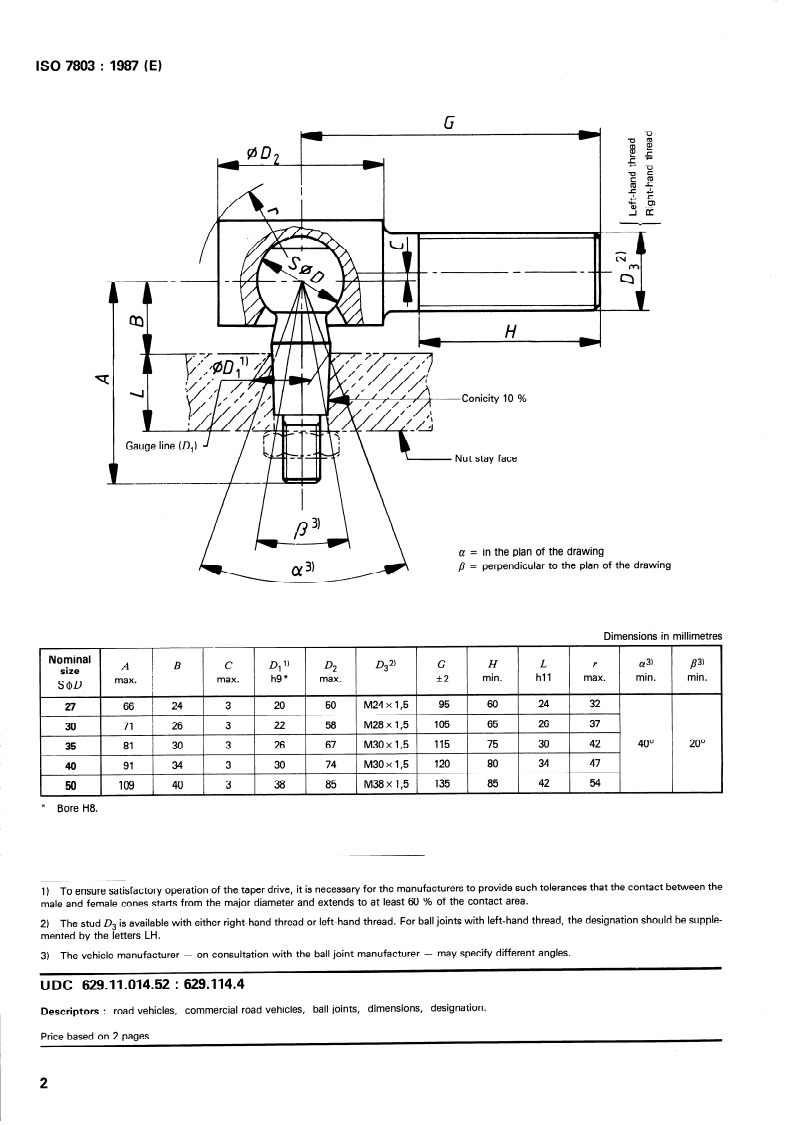 ISO 7803:1987 ISO 7803:1987 - Commercial road vehicles — Steering ball joints/25/1987 - Page 4 preview