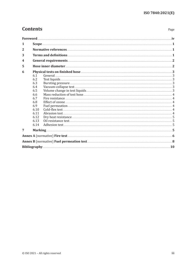 ISO 7840:2021 ISO 7840:2021 - Small craft — Fire-resistant fuel hoses/5/2021 - Page 3 preview