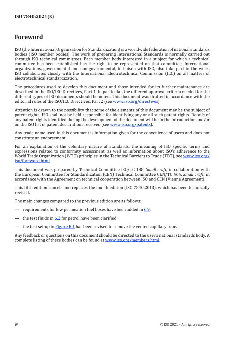 ISO 7840:2021 ISO 7840:2021 - Small craft — Fire-resistant fuel hoses/5/2021 - Page 4 preview