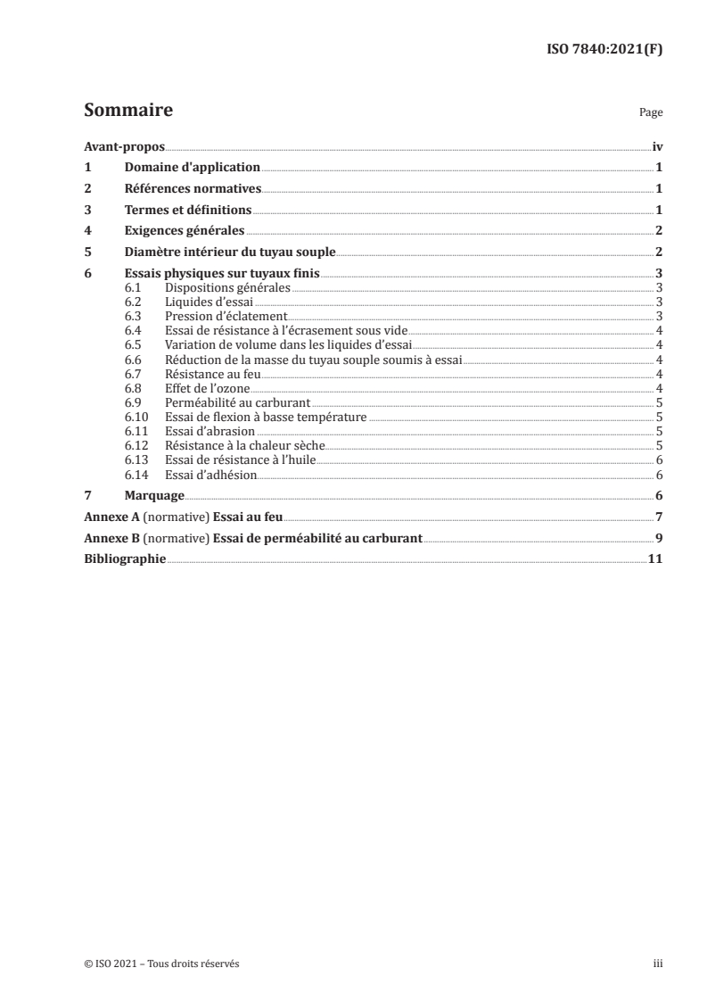 ISO 7840:2021 ISO 7840:2021 - Petits navires — Tuyaux souples pour carburant résistants au feu/5/2021 - Page 3 preview