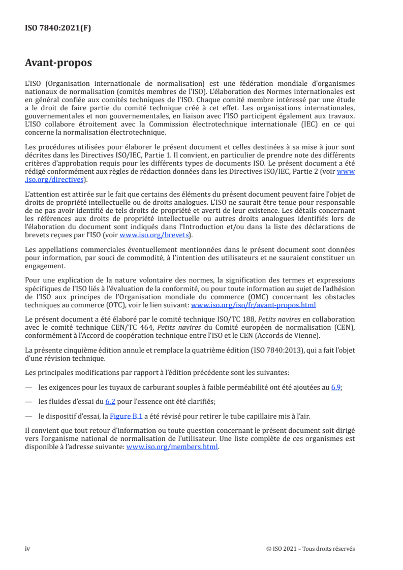 ISO 7840:2021 ISO 7840:2021 - Petits navires — Tuyaux souples pour carburant résistants au feu/5/2021 - Page 4 preview