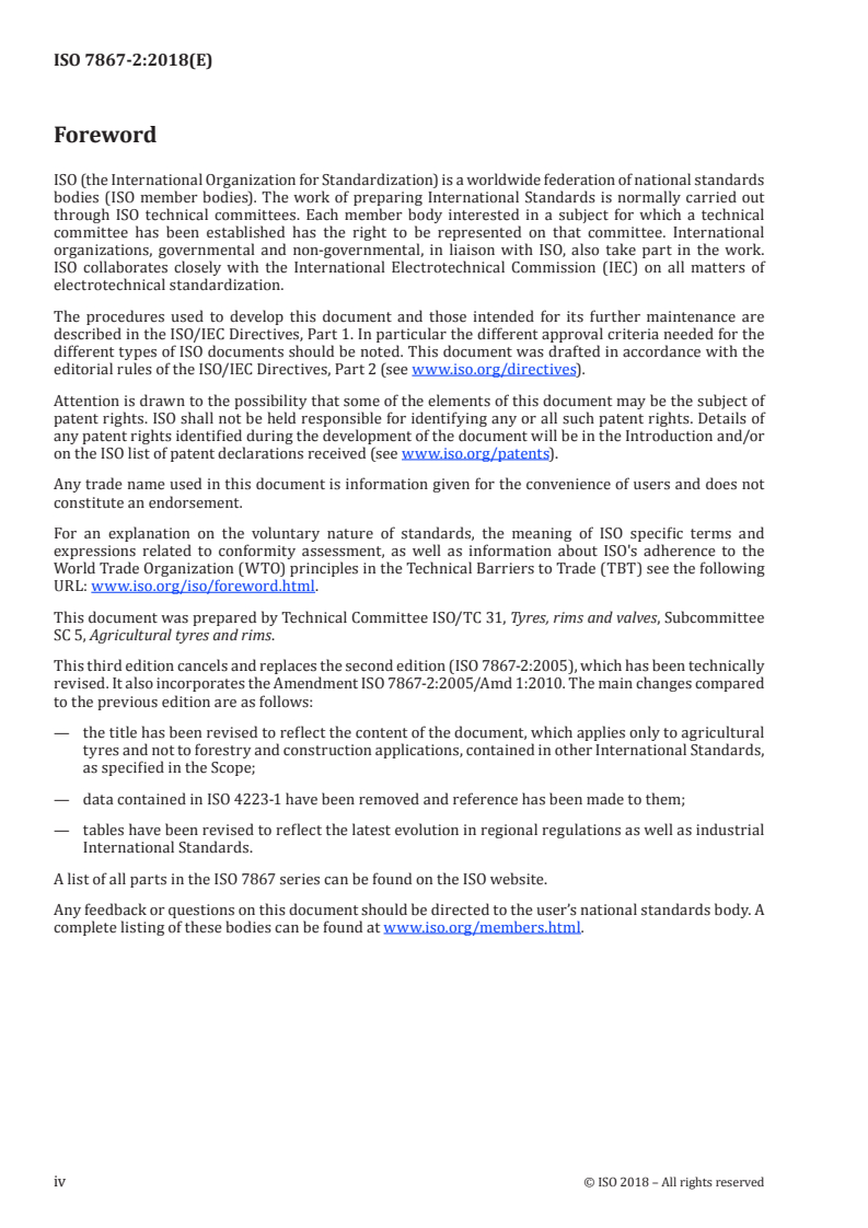 ISO 7867-2:2018 ISO 7867-2:2018 - Metric series for agricultural, forestry machines and construction tyres — Part 2: Load ratings for agricultural tyres/25/2018 - Page 4 preview