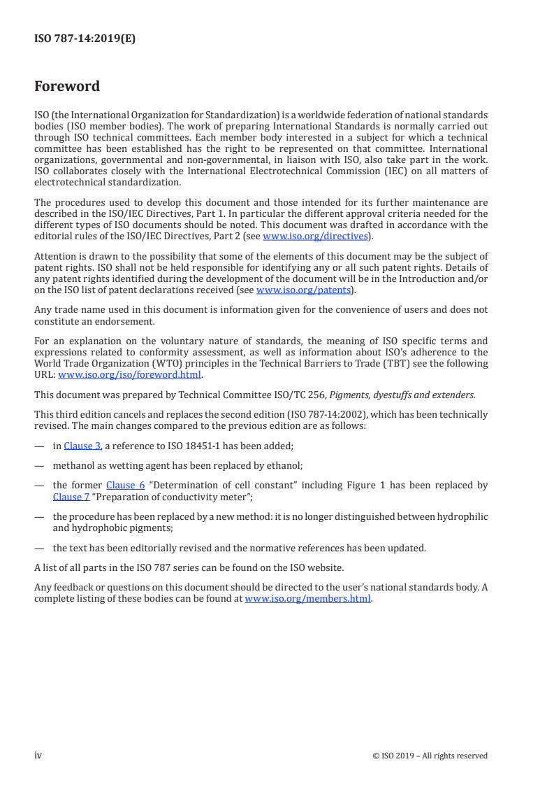 ISO 787-14:2019 ISO 787-14:2019 - General methods of test for pigments and extenders — Part 14: Determination of resistivity of aqueous extract/26/2019 - Page 4 preview