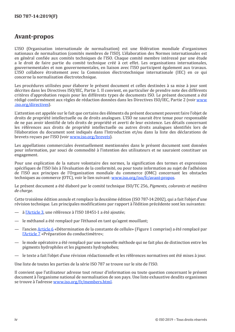 ISO 787-14:2019 ISO 787-14:2019 - Méthodes générales d'essai des pigments et matières de charge — Partie 14: Détermination de la résistivité de l'extrait aqueux/26/2019 - Page 4 preview