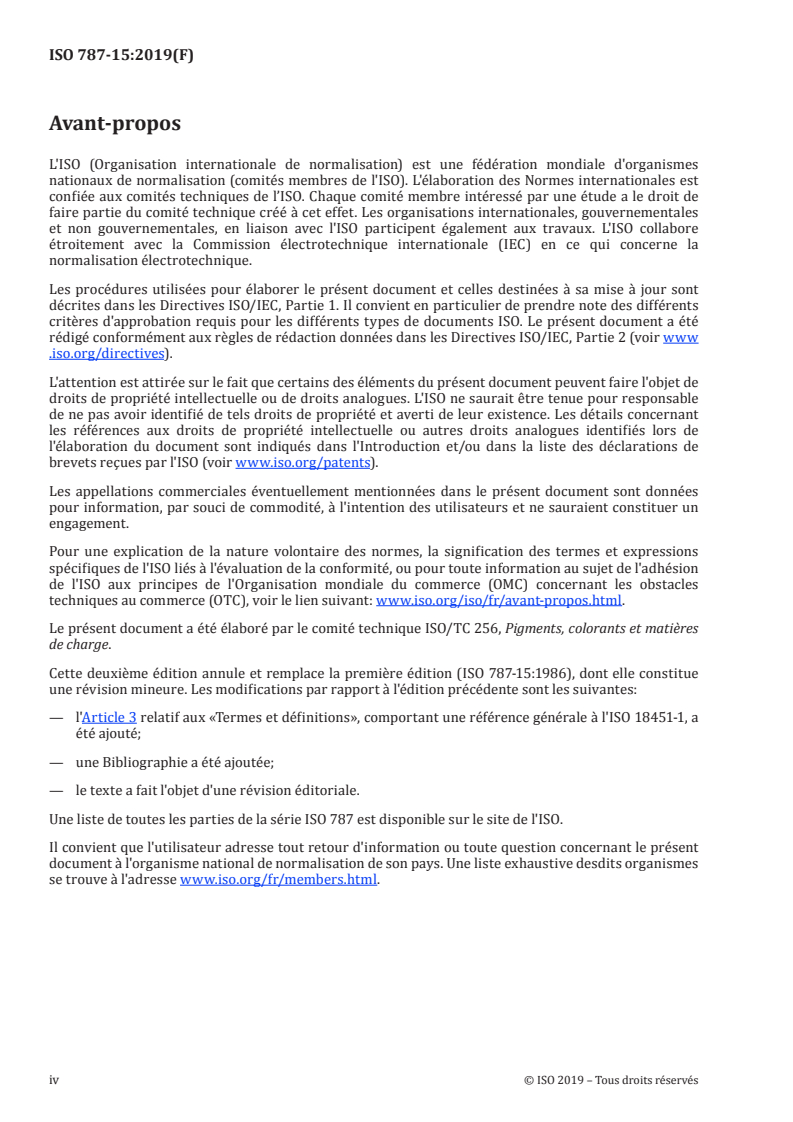 ISO 787-15:2019 ISO 787-15:2019 - Méthodes générales d'essai des pigments et matières de charge — Partie 15: Comparaison de la résistance à la lumière des pigments colorés de types semblables/30/2019 - Page 4 preview