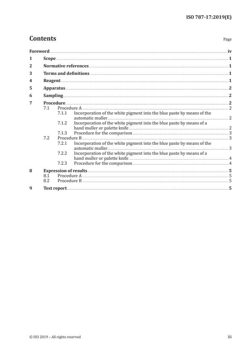 ISO 787-17:2019 ISO 787-17:2019 - General methods of test for pigments and extenders — Part 17: Comparison of lightening power of white pigments/2/2019 - Page 3 preview