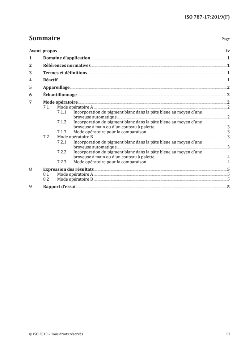 ISO 787-17:2019 ISO 787-17:2019 - Méthodes générales d'essai des pigments et matières de charge — Partie 17: Comparaison du pouvoir éclaircissant des pigments blancs/2/2019 - Page 3 preview