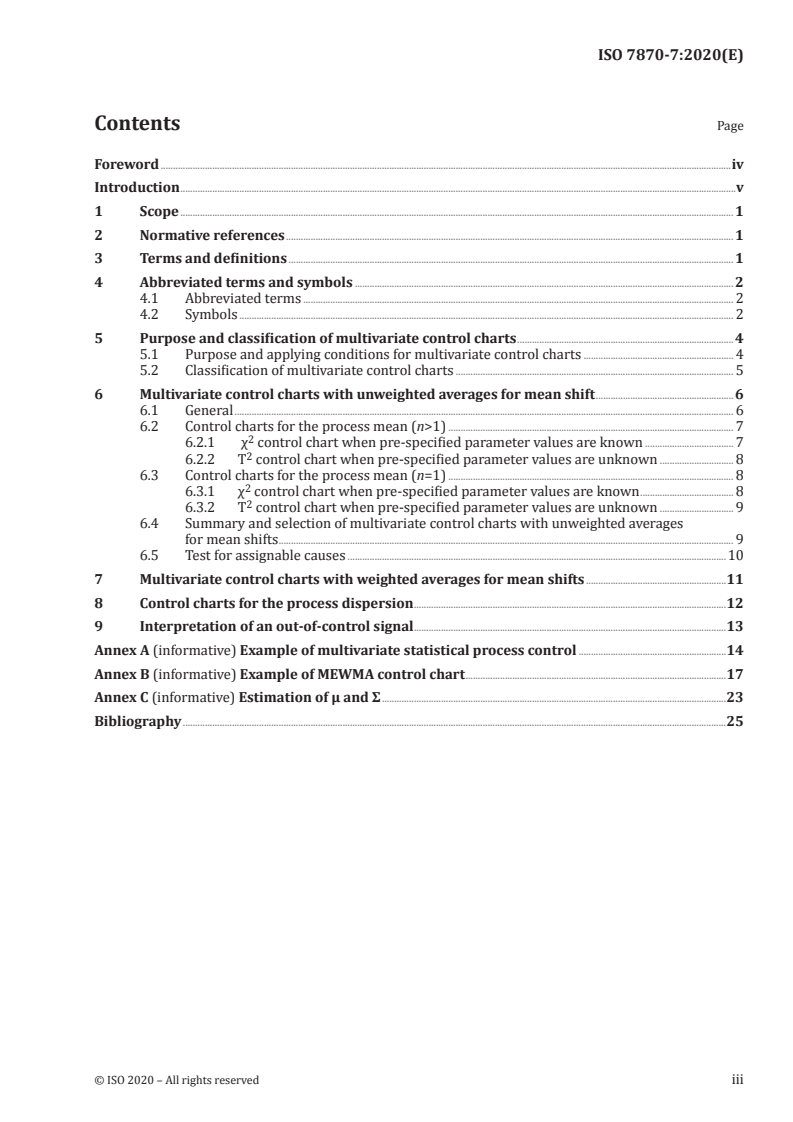ISO 7870-7:2020 ISO 7870-7:2020 - Control charts — Part 7: Multivariate control charts/5/2020 - Page 3 preview