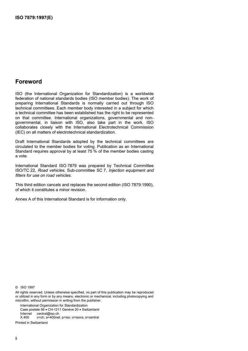 ISO 7879:1997 ISO 7879:1997 - Diesel engines — Cradle-mounted in-line fuel injection pumps — Mounting dimensions/20/1997 - Page 2 preview