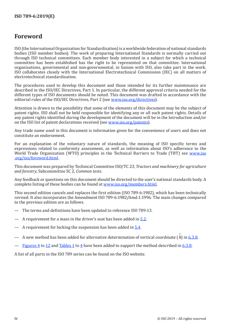 ISO 789-6:2019 ISO 789-6:2019 - Agricultural tractors — Test procedures — Part 6: Centre of gravity/5/2019 - Page 4 preview