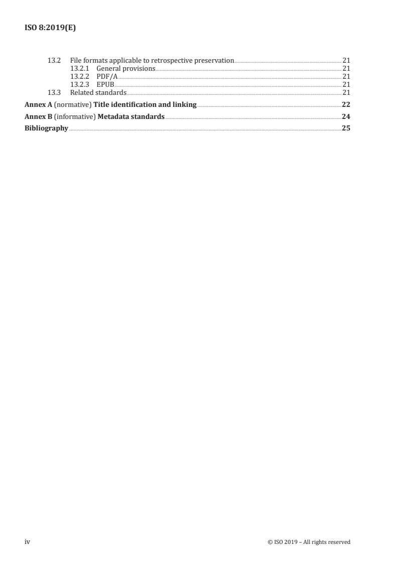 ISO 8:2019 ISO 8:2019 - Information and documentation — Presentation and identification of periodicals/1/2019 - Page 4 preview