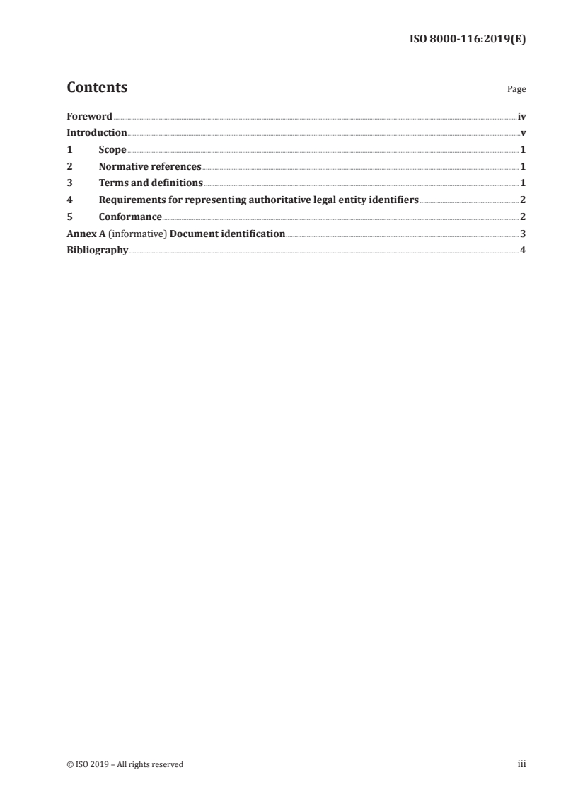 ISO 8000-116:2019 ISO 8000-116:2019 - Data quality — Part 116: Master data: Exchange of quality identifiers: Application of ISO 8000-115 to authoritative legal entity identifiers
Released:9/2/2019 - Page 3 preview