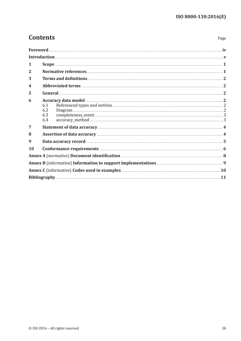 ISO 8000-130:2016 ISO 8000-130:2016 - Data quality — Part 130: Master data: Exchange of characteristic data: Accuracy/23/2016 - Page 3 preview