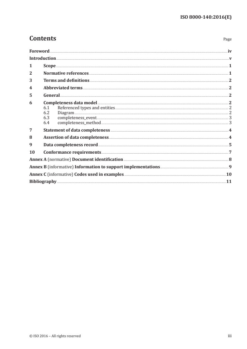 ISO 8000-140:2016 ISO 8000-140:2016 - Data quality — Part 140: Master data: Exchange of characteristic data: Completeness/23/2016 - Page 3 preview