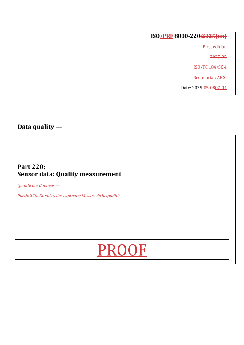 REDLINE ISO 8000-220 - Data quality — Part 220: Sensor data: Quality measurement
Released:4. 07. 2025
