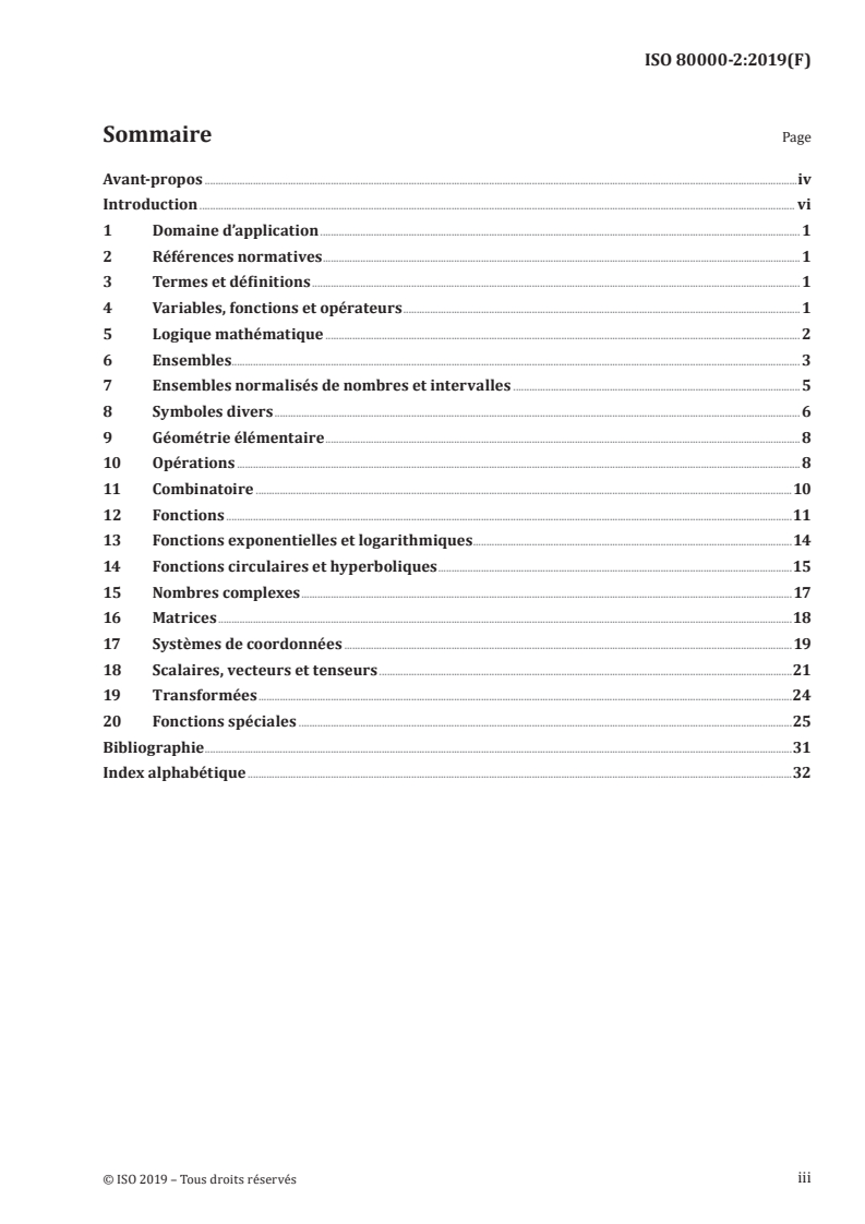 ISO 80000-2:2019 ISO 80000-2:2019 - Grandeurs et unités — Partie 2: Mathématiques/3/2021 - Page 3 preview
