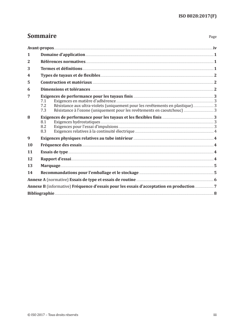 ISO 8028:2017 ISO 8028:2017 - Tuyaux et flexibles en caoutchouc et/ou en plastique pour pulvérisation (AIRLESS) des peintures — Spécifications/5/2017 - Page 3 preview