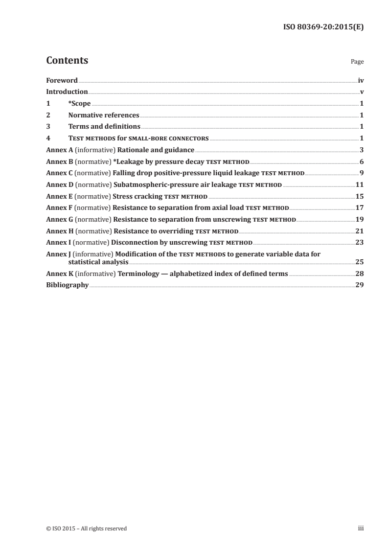 ISO 80369-20:2015 ISO 80369-20:2015 - Small-bore connectors for liquids and gases in healthcare applications — Part 20: Common test methods/11/2015 - Page 3 preview