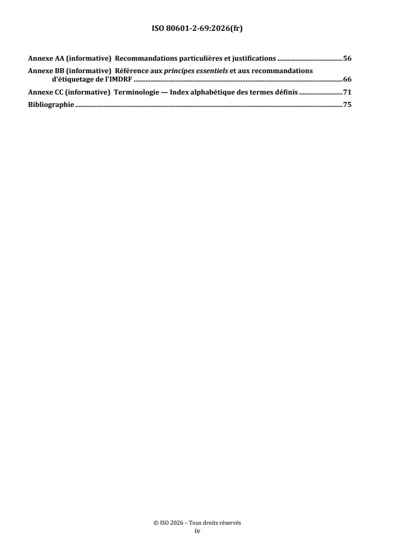 ISO 80601-2-69:2026 ISO 80601-2-69:2026 - Appareils électromédicaux — Partie 2-69: Exigences particulières pour la sécurité de base et les performances essentielles des dispositifs concentrateurs d'oxygène - Page 4 preview