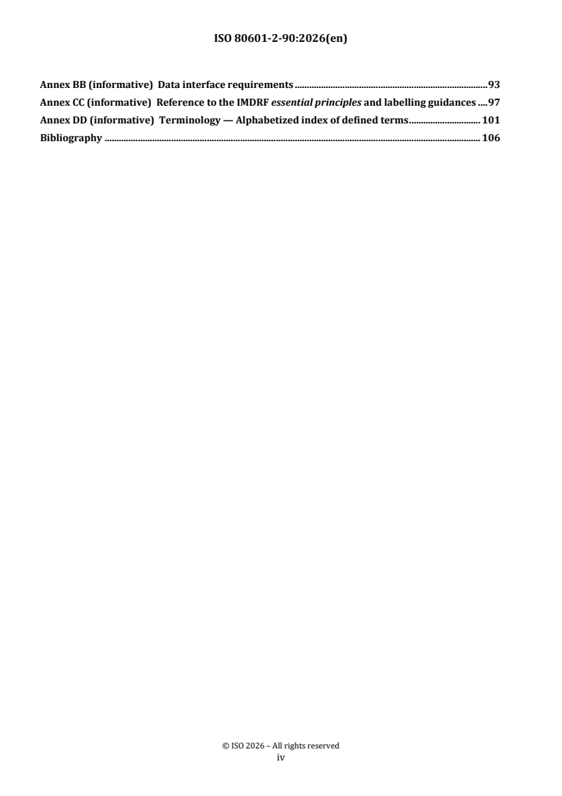 ISO 80601-2-90:2026 ISO 80601-2-90:2026 - Medical electrical equipment — Part 2-90: Particular requirements for basic safety and essential performance of respiratory high-flow therapy equipment - Page 4 preview