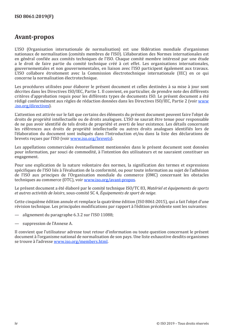 ISO 8061:2019 ISO 8061:2019 - Fixations de skis alpins — Sélection des valeurs du couple de déclenchement/8/2019 - Page 4 preview