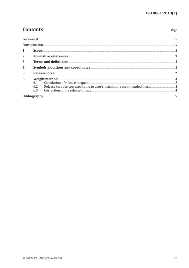 ISO 8061:2019 ISO 8061:2019 - Alpine ski-bindings — Selection of release torques values/8/2019 - Page 3 preview